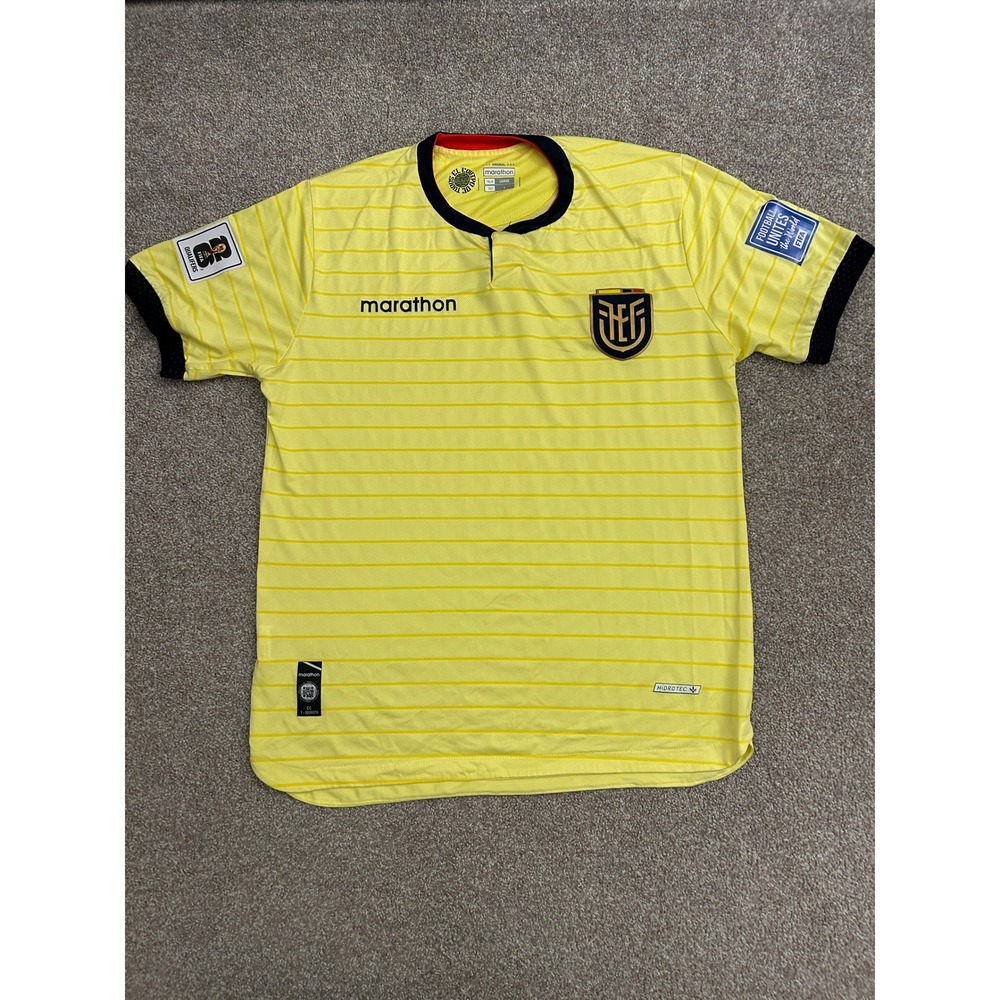 Marathon Ecuador Soccer Jersey Mens Large Yellow Excellent 2026 FIFA Qualifiers